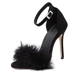 YIBLBOX women high heels Women's Open Toe High Heels High Heel Sandals Stiletto Heeled Sandals Fluffy Dress Shoes for Party, Evening, Holiday or Special Occasions 8.5 YIBLBOX women high heels Women's Open Toe High Heels High Heel Sandals Stiletto Heeled Sandals Fluffy Dress Shoes for Party, Evening, Holiday or Special Occasions 8.5