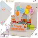 Pack of 2, 3D Popup Happy Birthday Cards - Musical Light Up Greeting Card - Balloons Gifts Cake Party - Includes Blank Card, White Mailing Envelope - Plays Happy Birthday Song - Kids Adults