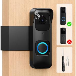 Anti-Theft Blink 1st Gen Doorbell Mount Bracket Wide-Angle(Not for 2025 Newest 2nd Gen Models), Weatherproof with Rain Cover, Renter Friendly,No-Drill Install for Home/Apartment Door, Black
