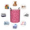 Pink Leopard Texture Round Laundry Hamper Storage Basket Toys Clothes Organizer Bin For Home Bathroom Bedroom Dorm Nursery, 38l