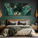 WSTUKVV 3Pcs Green and Gold Wall Art Abstrct Gold Foil Lines Posters Pictures Marble Texture Canvas Prints Dark Green Paintings for Nordic Living Room Bedroom Office Home Wall Decor Ready to Hang
