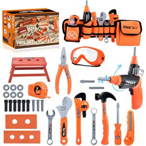 Kids Tool Set Toddlers Tool Kit Kids Toddlers Tool Belt 3 4 5 Year Old Construction Tools Toys for Boys Birthday Gifts Age 3 4 5