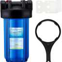 Geekpure 10-Inch Whole House Big Water Filter Housing-Fit for 4.5"x10"Filters -Blue-1 Inch Brass Port (1)