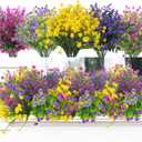 Grunyia 20 Bundles Artificial Flowers Outdoor UV Resistant No Fade Fake Plants Faux Plastic Shrubs for Garden Patio Porch Window Box Home Wedding Farmhouse Hanging Dcor