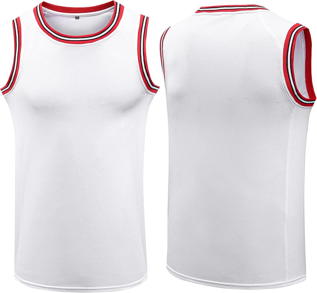 YWIES Plain Basketball Jersey, Blank Team Uniform, Hip Hop Hipster Short Sleeveless Active Shirts (White, M)