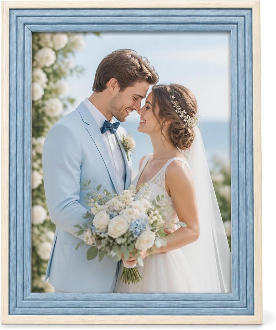 8x10 Blue Picture Frame, Vintage Retro PS Frame with Plexiglass, 1 Pack