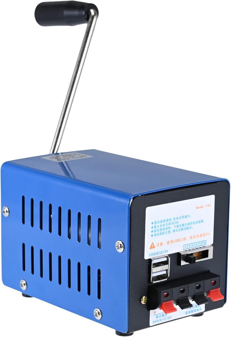 Portable Camping Generator - 20W Hand Crank, Off Grid Living Supplies, Emergency Backup