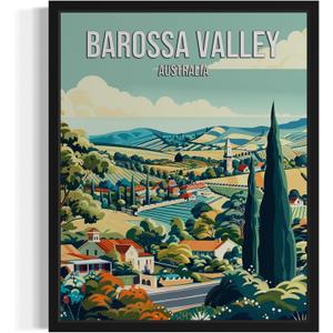 10 x Barossa Valley Australia Landscape Poster Art Print, Retro Vintage Wall Art Nature Landscape Painting Decor Gallery 23 (Barossa Valley Australia, 8 x 10 inches, Unframed)