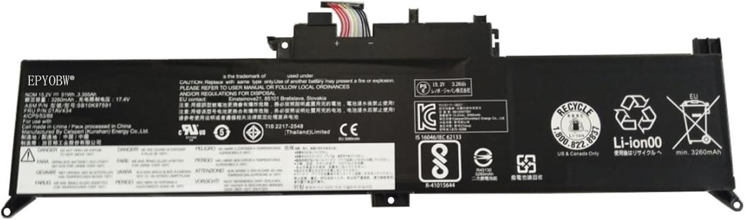 01AV434 Laptop Battery 51Wh 3355mAh 4-Cell Compatible with Lenovo ThinkPad Yoga 370 20JH 20JJ / ThinkPad X380 Yoga 20LH 20LJ Series SB10K97591 01AV433 SB10K97590 01AV432 SB10K97589