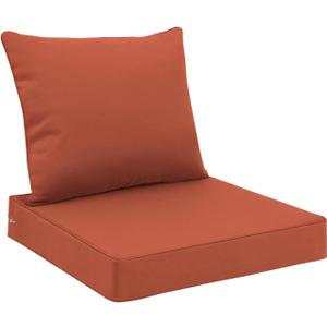 Favoyard Outdoor Seat Cushion Set 22 x 24 Inch Waterproof & Fade Resistant Patio Furniture Cushions with Removable Cover Deep Seat & Back Cushion with Handle and Adjustable Straps for Chair Sofa Couch (Spice)