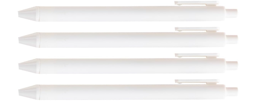 Plastic Bulk Ballpoint Pens for Office Church School Business Wedding, White, 4 PCS