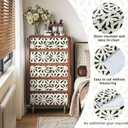 Peel and Stick Wallpaper Geometric Boho Wallpaper Black Beige Contact Paper 393 "x17.3 Self-Adhesive Wall Paper Vintage for Bedroom Waterproof Removable Shelf Liner Decal Vinyl Roll