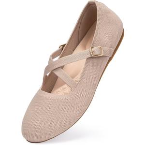 FRANK MULLY Women's Mary Jane Flats Knit Ballet Criss Cross Ankle Strap Flat Shoes