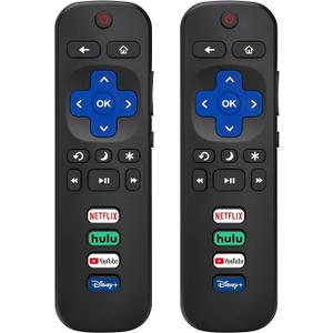 (
Pack of 2) Replacement Remote Control Only for Roku TV, Compatible for TCL Roku/Hisense Roku/Onn Roku/Sharp Roku/Element Roku/Westinghouse Roku/Philips Roku Smart TVs (Not for Roku Stick and Box)