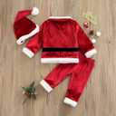 ZAXARRA Baby Christmas Clothes Boys Girls Santa Jacket Velvet Outwear Coat Long Pants with Hat Baby Santa Costume (12-18 Months, Wine Red)