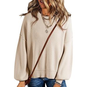 Dokotoo Women's Sweaters Colorblock Crewneck Cotton Long Sleeve Fall Winter Knit Pullover Jumper Tops Size 2XL