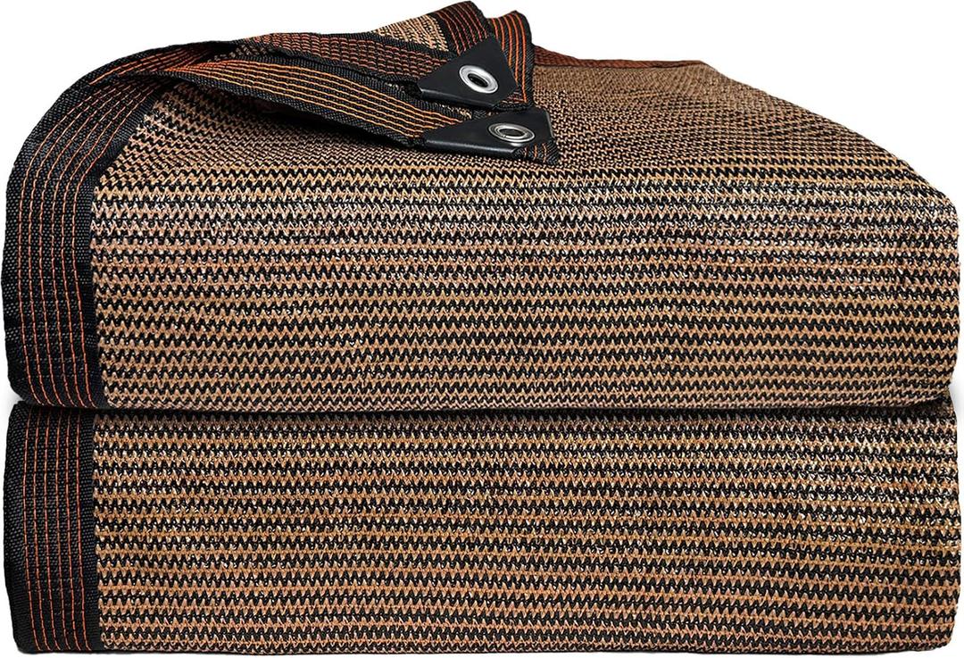 70% Sunblock Shade Cloth Net Resistant Garden Shade Mesh for Plant Cover, Greenhouse, Chicken Coop, Kennels, Tomatoes Plants -Brown 16x20Ft
