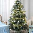 Syhood 38 Pcs Christmas Velvet Ornaments Decor Kit 2.36'' 18 Pcs Christmas Tree Ornaments Balls 18 Vintage Velvet Bows 5.5 Yard Ribbon for Xmas Tree Hanging Decorations, Blue