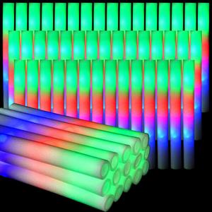 Glow Sticks Bulk, 60 Pcs Giant Foam Glow Sticks with 3 Modes Colorful Flashing, Neon Party Favors, Glow in The Dark Party Supplies for Wedding, Raves, Concert, Camping