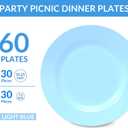 POSATE 60PCS Baby Blue Disposable Plastic Plates, Heavy Duty Plates for Wedding/Party, 30PCS Dinner Plates 10.25 and 30PCS Dessert/Salad Plates 7.5, Blue Plates for Party Event