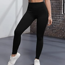 FAFOFA Ribbed Workout Outfit for Women High Waist Yoga Leggings (Large, Black)