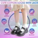 4 Pairs Crew Socks Ruffle - Fancy White Socks Cute For Women, White/Yellow/Blue/Pink