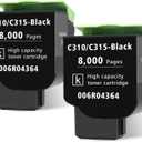 for Xerox C315 C310 Toner Cartridge Black 2 Pack 8000 Pages Extra High Capacity Replacement 006R04364 Compatible 006R04356 Standard Ink Cartridge for Xerox C315DNI C310DNI Color Printer(2 Pack,Black)
