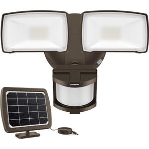 LEPOWER Solar Security Lights Outdoor, 1000LM Solar Motion Sensor Light Outdoor, 2 Head Solar Powered Flood Lights, 5500K, IP65 Waterproof Flood Lights for Backyard(Brown)