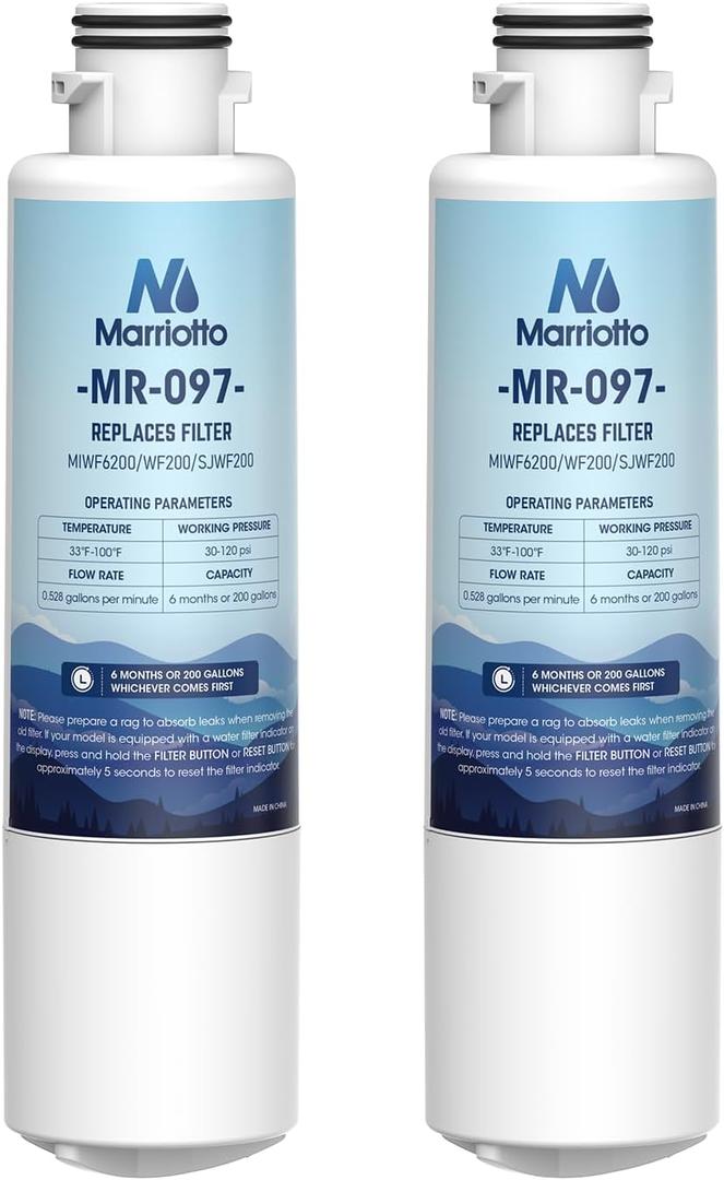 MARRIOTTO MIWF6200 Water Filter Replacement for Midea MIWF6200, MRS26D5AST, MRS26D7AST, MRQ22D7AST, MF-2008-R2, NS-WF26SS0-1, Zline MIWFT2100, RFM-W-36, WF200, SJWF200, SJG2254FS, NSF42, (2 Pack)