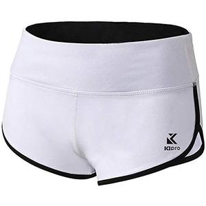 Kipro Ultra Soft Sport Shorts for Women White/ Black, Small