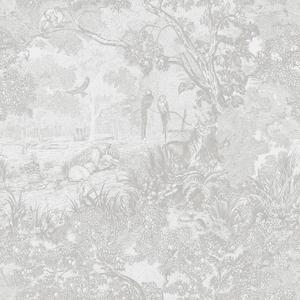 Heroad Peel and Stick Wallpaper Grey and White Vintage Forest Animals Floral Wallpaper Removable Self-Adhesive Contact Paper for Bedroom Living Room Cabinets Decoration Thicken Vinyl 17.3''x78.7'' (Gray)