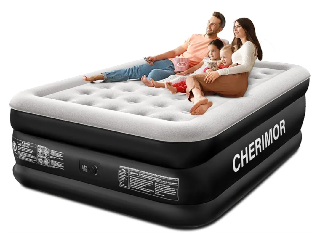 Queen Air Mattress with Built-in Pump, 18" Raised Comfort, 48Hr Leak-Proof Test, Upgraded Honeycomb Pillar Design, Supports 800 lbs, 3-Min Inflation-Inflatable Bed for Home Guests & Camping