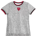 Kids' Big Girls All-over Sequin Short Sleeve T-shirt In Silver, Size 12