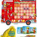 Potty Training Chart with 35 Stickers, 3 Reminder Stickers and Crown for Toddlers Boys and Girls - Potty Training Rewards for Kids - Fireman