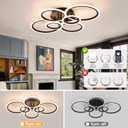 Modern Ceiling Light, 6 Rings Black Dimmable Flush Mount Ceiling Light with Remote, Acrylic Close to Ceiling Lighting Fixture for Living Room Dining Room Bedroom Kitchen (Black, 6 Heads)