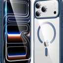 FNTCASE for iPhone 17 Pro Case: Clear Magnetic Phone Cases with Screen Protector Compatible with Magsafe Slim Anti Yellowing Rugged Shockproof Protective Transparent Cell Phone Cover (B-Blue)