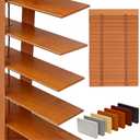 2" Slats Wood Blinds for Indoor Windows: Solid Wooden Blackout Blinds & Shades,Black Out Privacy Horizontal Blinds for Home Bedroom Bathroom Living Room Windows and Doors 37.5" WX48 H Light Brown