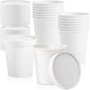 CLRBEATTY 25 Pack Paper Soup Containers with Lids,16 oz White To Go Soup Cups,Disposable Paper Food Containers,Ice Cream Cup Dessert Bowls for Hot and Cold Foods,Microwavable Freezer Safe