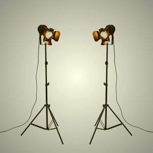 Vintage Industrial Black Retro Tripod Adjustable Floor lamp Parking Light,5 Meter Cable with Foot Switch Parking Light Tripod gooseneck for Living Room Bedroom Office bar Lighting (Pack of 2) (70", Beige)
