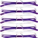VisionGlobal 5 Pairs Reading Glasses, Blue Light Blocking Glasses, Computer Reading Glasses for Women and Men, Fashion Square Eyewear Frame (Purple,+1.00 Magnification)