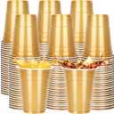 100PCS Gold Plastic Cups, 12oz Disposable Party Cups Bulk, BPA Free Beer Cocktail Drinking Cup, Beverage Holiday Cups for Soda Juice Cold Drinks for Wedding Valentine's Day Birthday Baby Shower Picnic