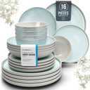 16 Piece Dinnerware Sets for 4 - Modern Style Stoneware Dinnerware Set - Scratch Resistant,Dishwasher,Microwave Safe Plates and Bowls Sets Ceramic,Dish Set, Bowl and Plate Set - Beige and Light Blue (Set (16pcs), light / beige-blue)