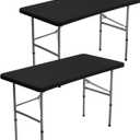 BDDC 2 Pack Rectangle Fitted 4ft Table Cover 24" x 48" Stretchy Spandex Black Table Cloth, Washable & Wrinkle-Resistant Tablecloth for Tables, Indoor/Outdoor Picnics, Patios & Events