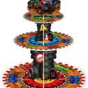 Sunnyray 3 Tier Truck Party Decorations Cupcake Stand Race Car Cupcake Tower Favors Racing Truck Party Dessert Holder Car Theme Dessert Stand for Kids Boys Race Car Birthday Supplies