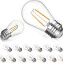 15 Pack Replacement Bulbs for String Lights, 2W S14 Shatterproof Waterproof LED Outdoor Light Bulbs, 2700K Soft White, E26 Base, AC120V, 150LM, Not Dimmable