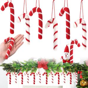 Tatuo 12 Pcs Candy Cane Hanging Decorations Bulk Christmas Lollipop Ornament Felt Canes Ornaments Candy Christmas Tree for Xmas Tree Home DIY Crafts Holiday Decor (Elegant Color,5 x 2.16 Inches)