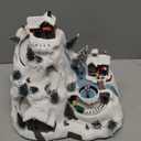 VCUTEKA Christmas Village Collectible Building, Snowy Mountain with Ski Slopes and Revolving Train Lighted Musical Village Addition to Your Christmas Indoor Decor