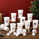 Leitee 22 Pcs Christmas Game Supplies Set Includes 16 oz Beer Cups with 8 Balls Set Christmas Party Games for Xmas House Party Favors Birthdays Holidays(White,Snowman)