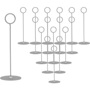 Urban Deco 16 Pieces Table Card Holder 8 inches Table Number Holders Place Steel Card Holders for Photos, Food Signs, Memo Notes, Weddings, Restaurants, Birthdays（Matte Silver）