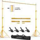 Backdrop Stand - Titanium Gold 10x8.5ft(WxH) Photo Studio Adjustable Background Stand Support Kit with Clamps, Carrying Bag for Photography Video Parties Wedding Events Decoration.